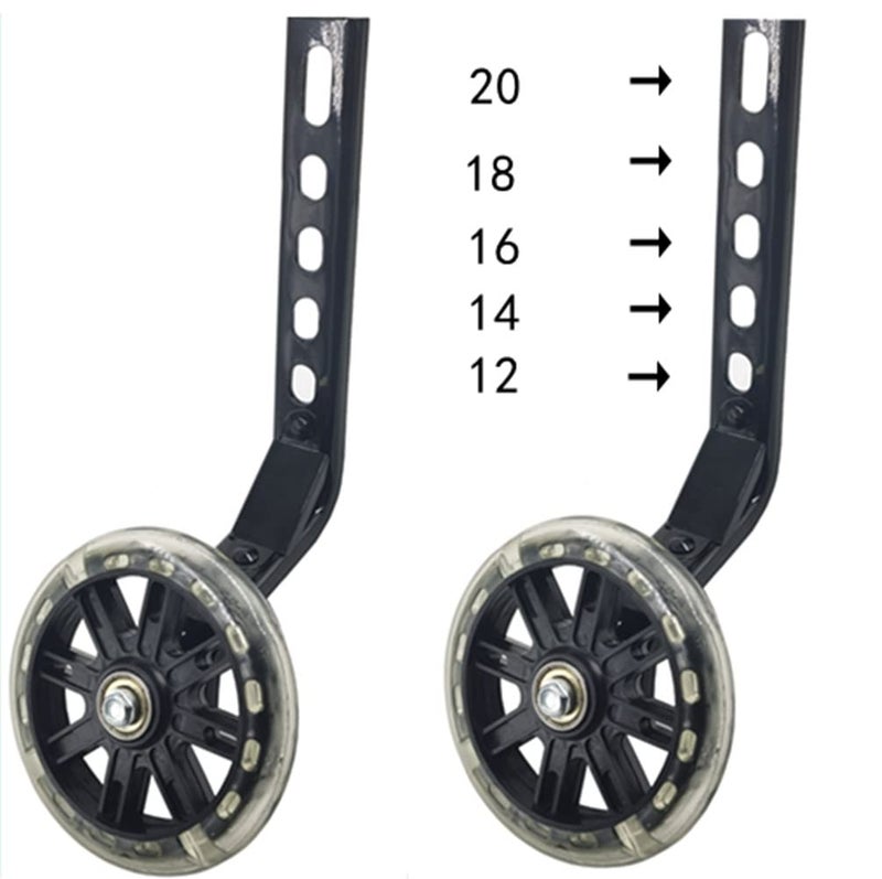 YJIA a Pair of Children's Bicycle Riding Flash Silent Training Wheels, Suitable for 12-20 inch Single Speed Bicycles (black) - Image 2